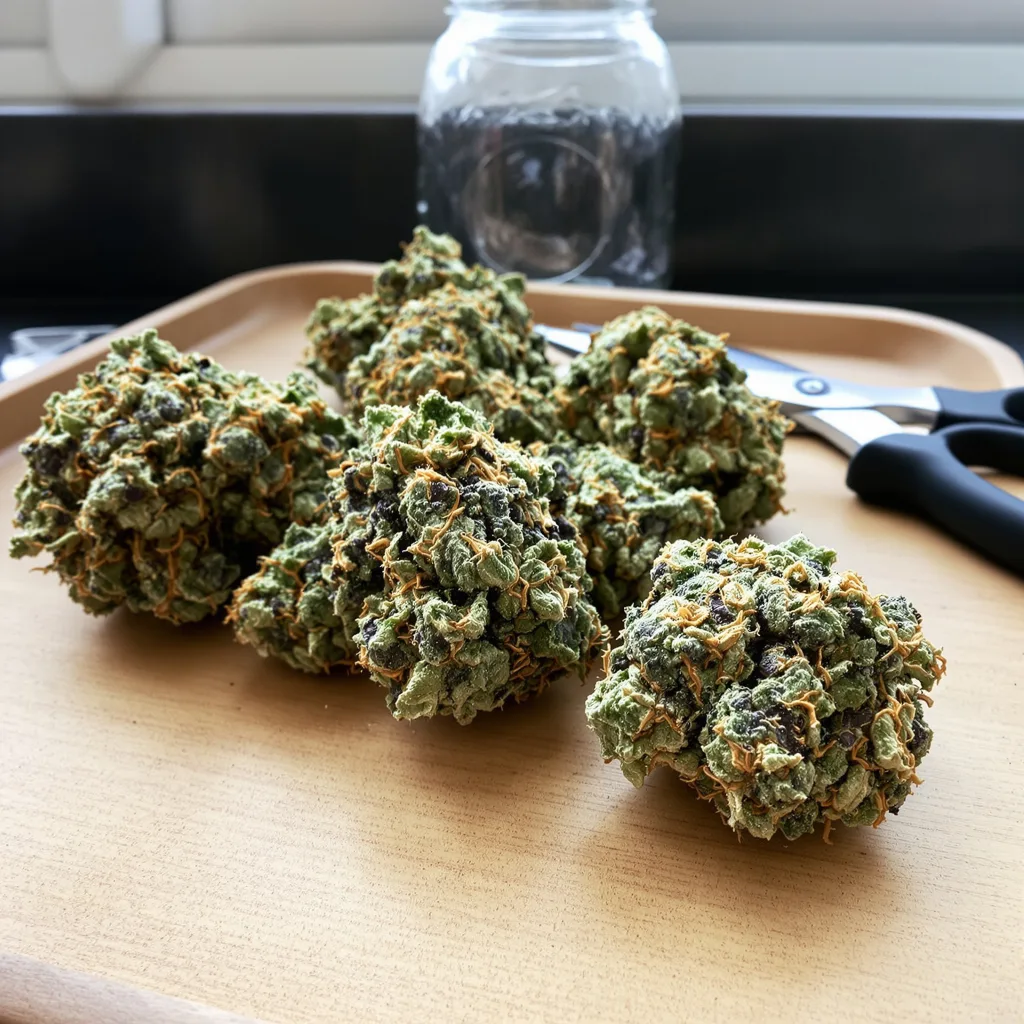 Eran Almog 85% indica / 15% sativa — fleur avec trichomes visibles