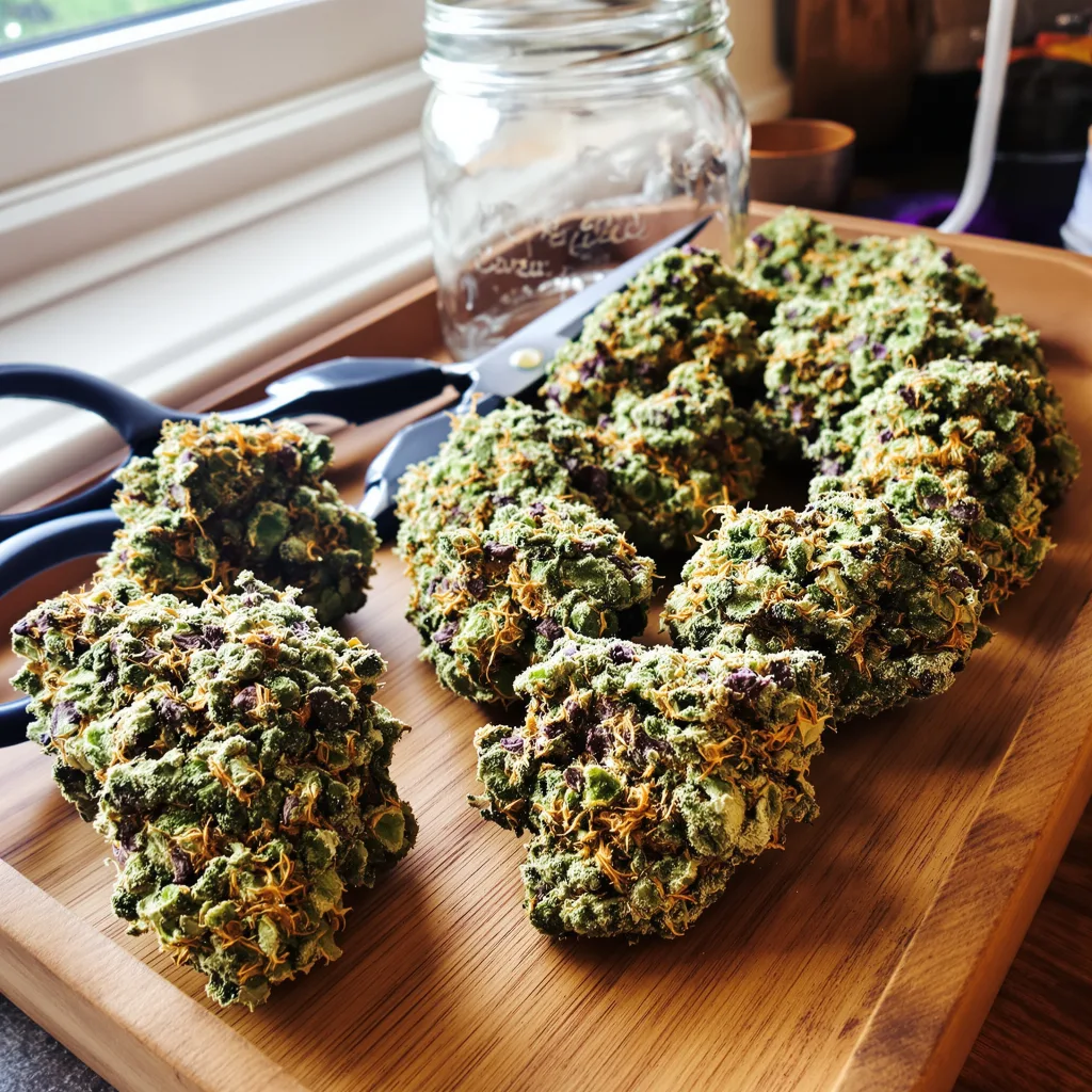 Ewok 64% indica / 36% sativa — fleur avec trichomes visibles