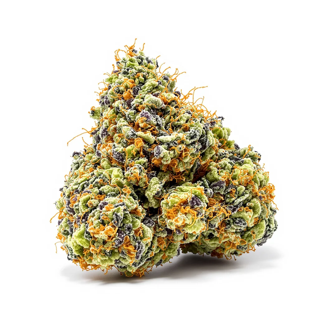 Ewok 64% indica / 36% sativa — fleur avec trichomes visibles