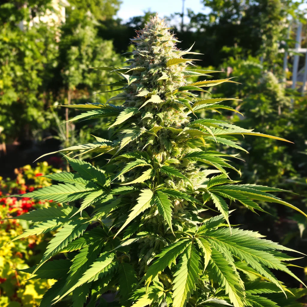 Face Off OG 75% indica / 25% sativa — fleur avec trichomes visibles