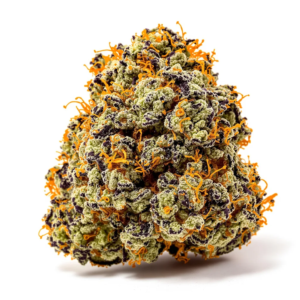 Fire OG 86% indica / 14% sativa — fleur avec trichomes visibles