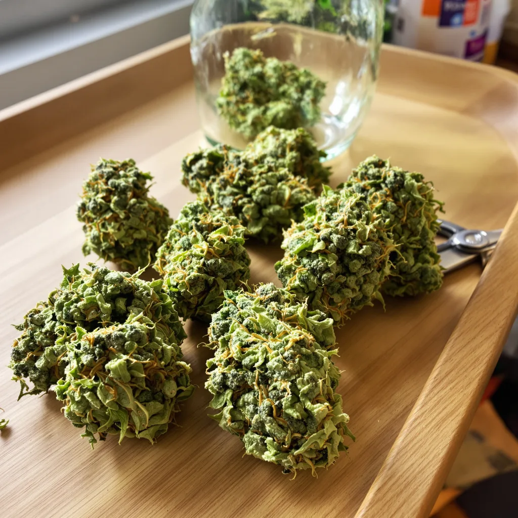 Fortune Cookies 25% indica / 75% sativa — fleur avec trichomes visibles
