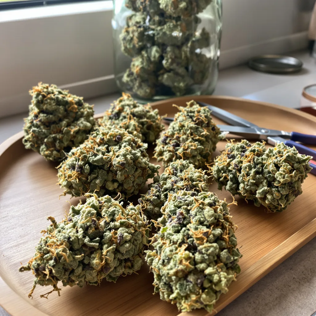 Four Star General 62% indica / 38% sativa — fleur avec trichomes visibles