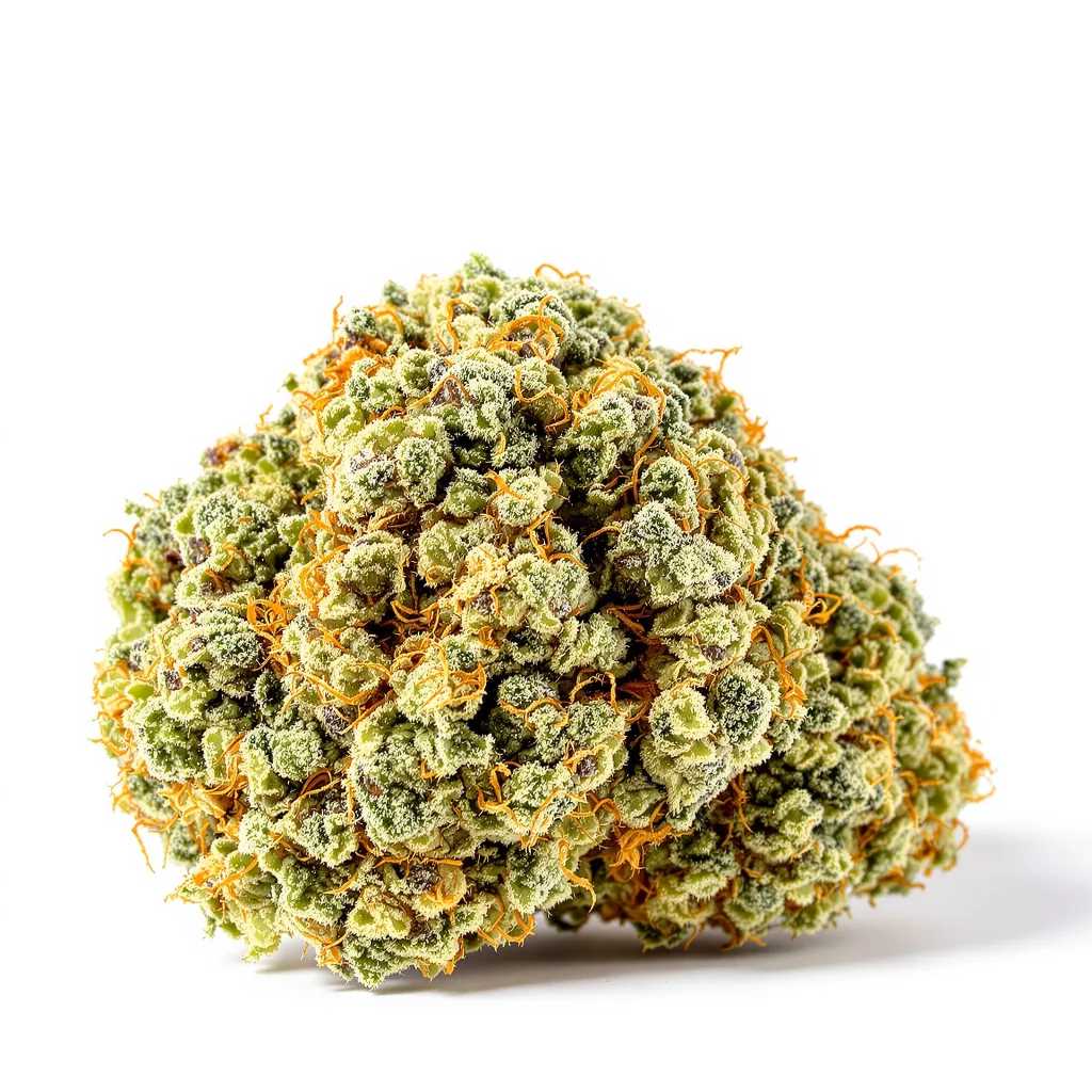Four Star General 62% indica / 38% sativa — fleur avec trichomes visibles