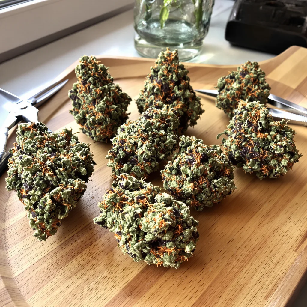 FPOG 69% indica / 31% sativa — fleur avec trichomes visibles