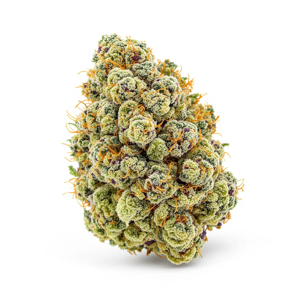 French Toast 61% indica / 39% sativa — fleur avec trichomes visibles