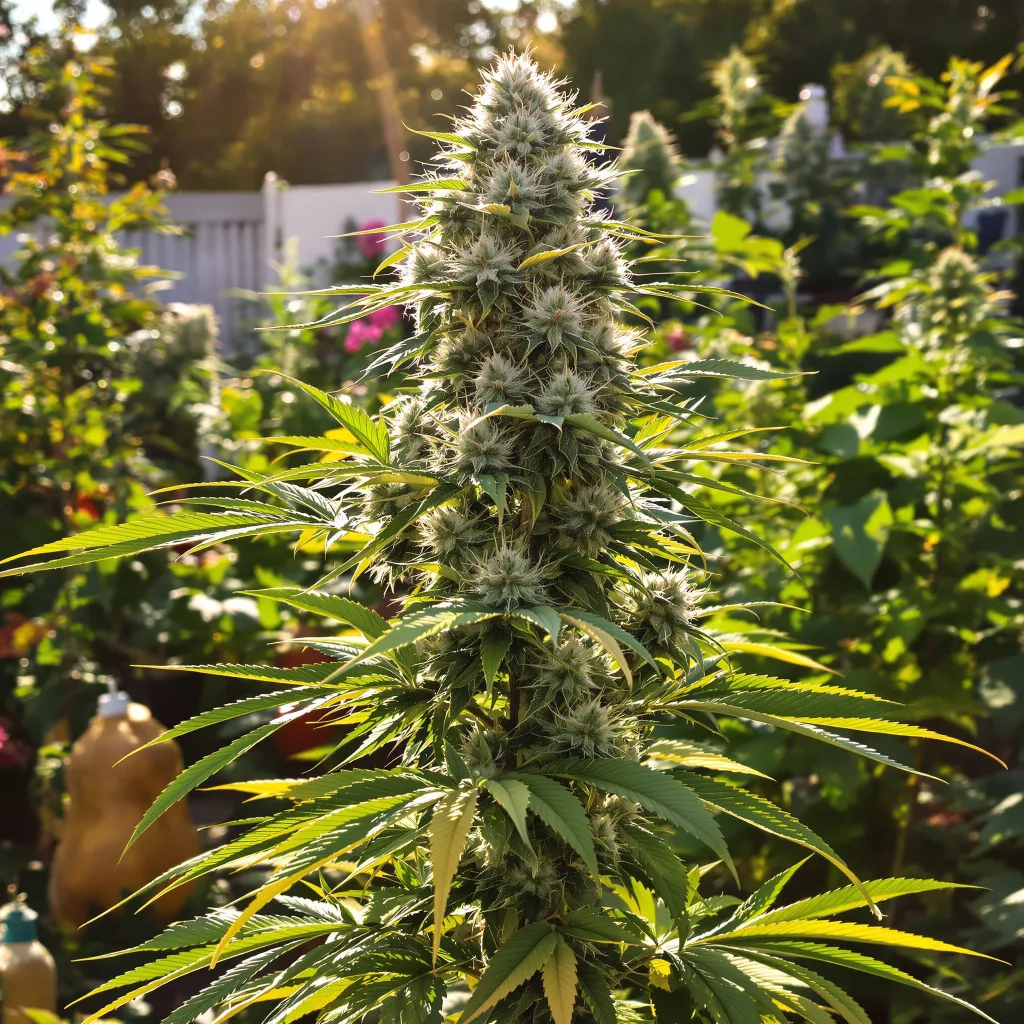 Fresh Powder 43% indica / 57% sativa — fleur avec trichomes visibles