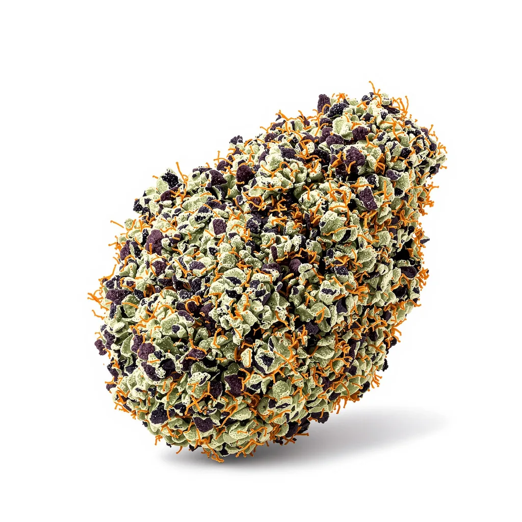 Fruity Chronic Juice 88% indica / 12% sativa — fleur avec trichomes visibles