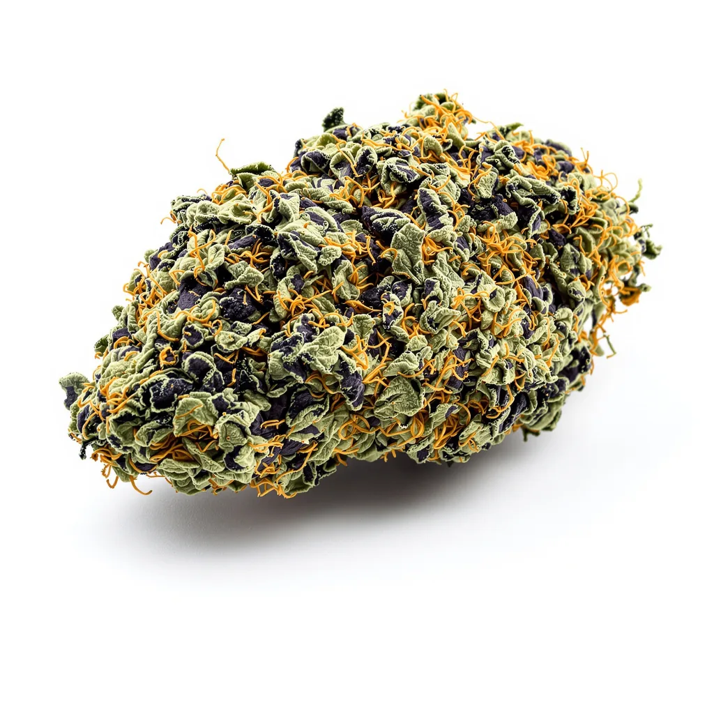 Fruity Widow 72% indica / 28% sativa — fleur avec trichomes visibles