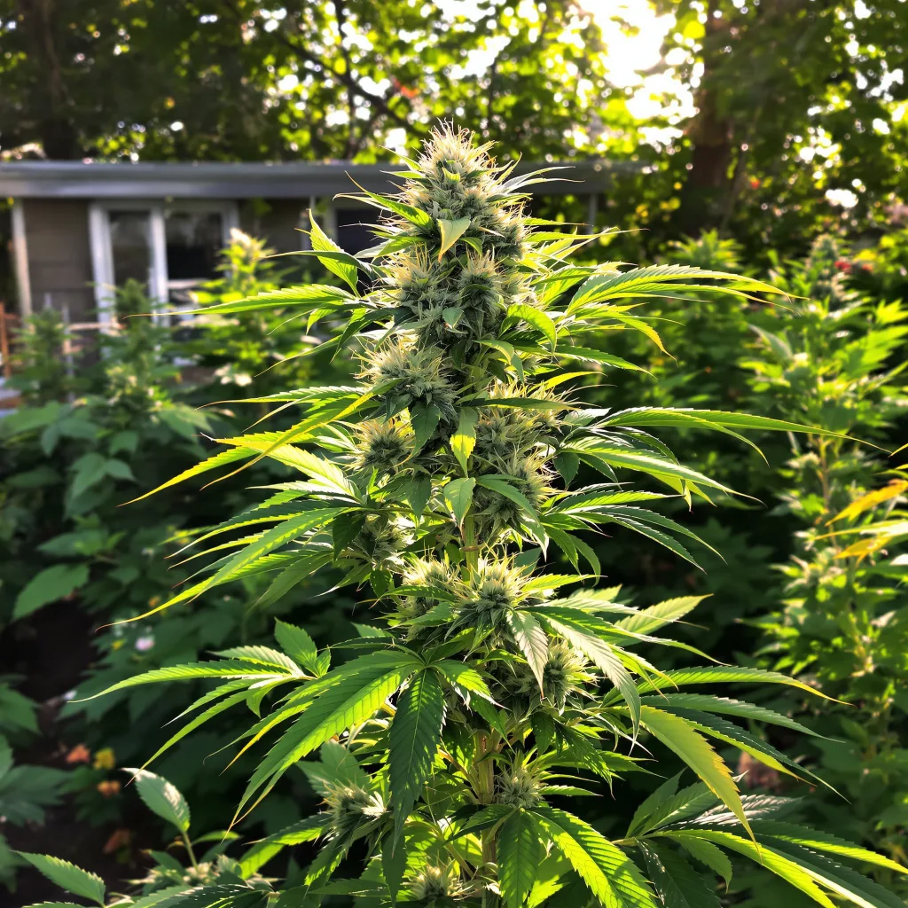 Garlic Bud 45% indica / 55% sativa — fleur avec trichomes visibles