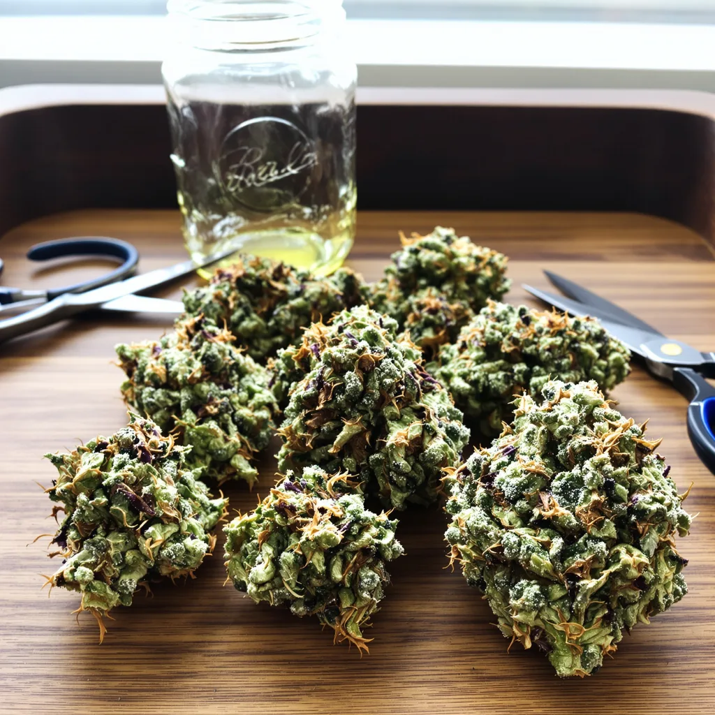 Gatekeeper OG 57% indica / 43% sativa — fleur avec trichomes visibles