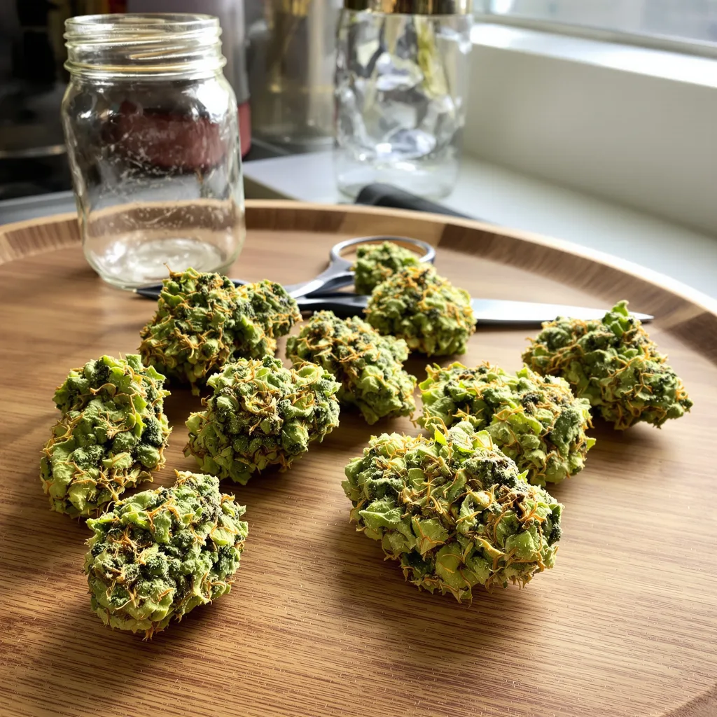 Gelato Cake 6% indica / 94% sativa — fleur avec trichomes visibles