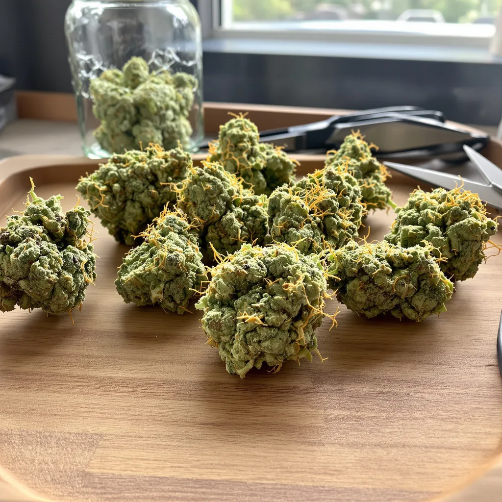 Gelato Cake 6% indica / 94% sativa — fleur avec trichomes visibles