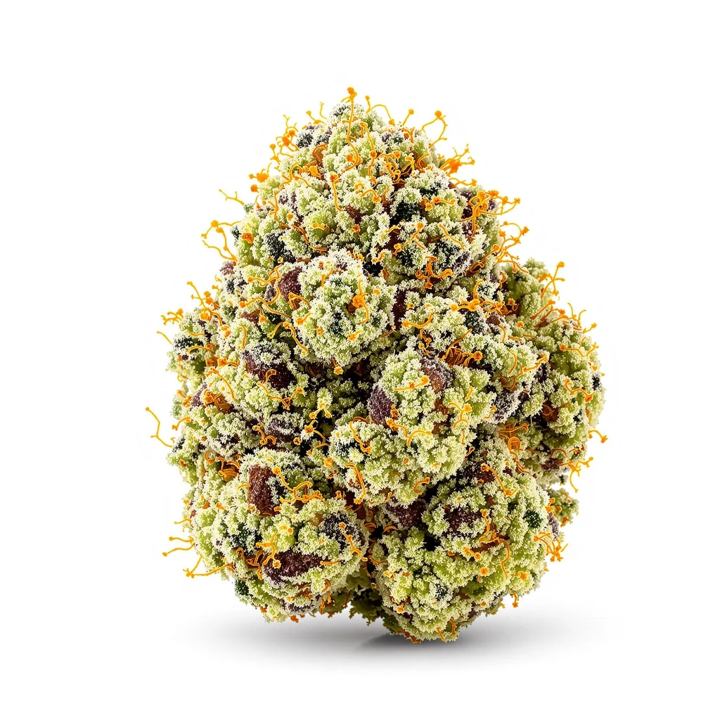 Georgia Pie 50% indica / 50% sativa — fleur avec trichomes visibles