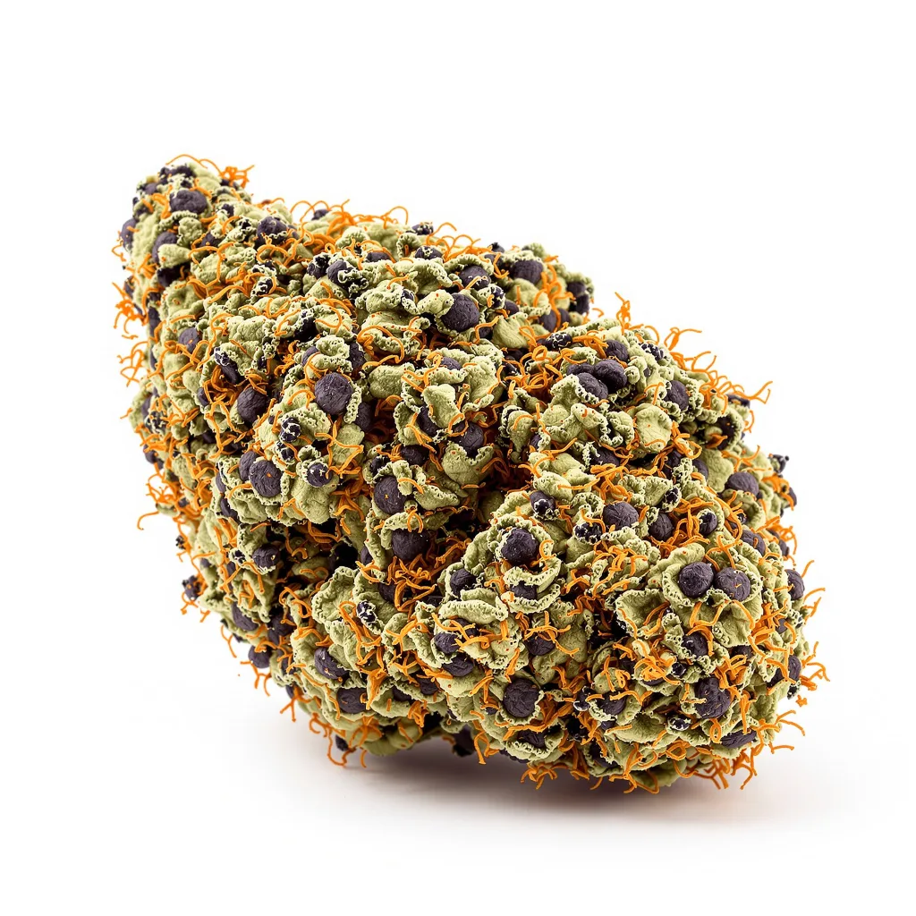 Ghost OG 75% indica / 25% sativa — fleur avec trichomes visibles