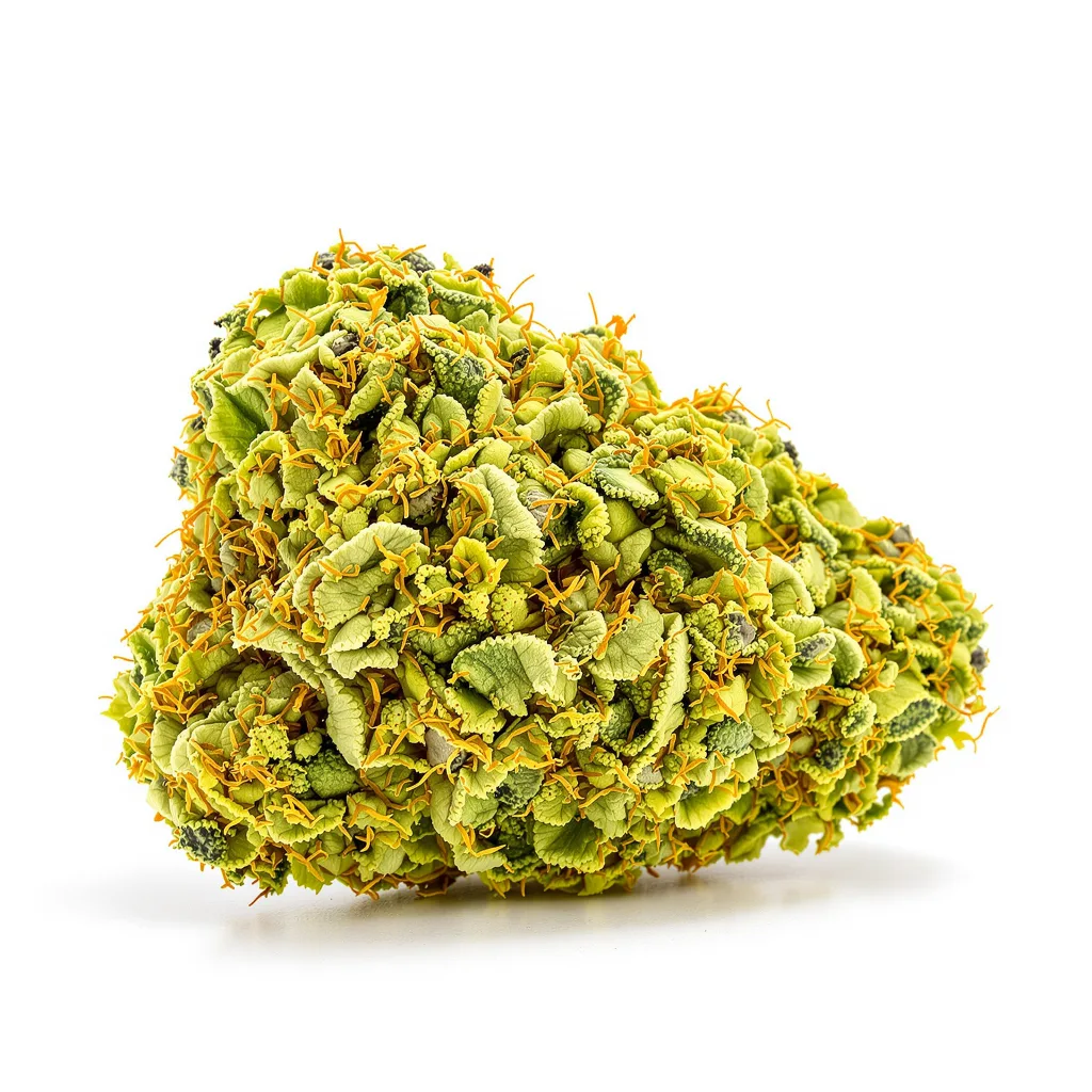 Ghost Train Haze 20% indica / 80% sativa — fleur avec trichomes visibles