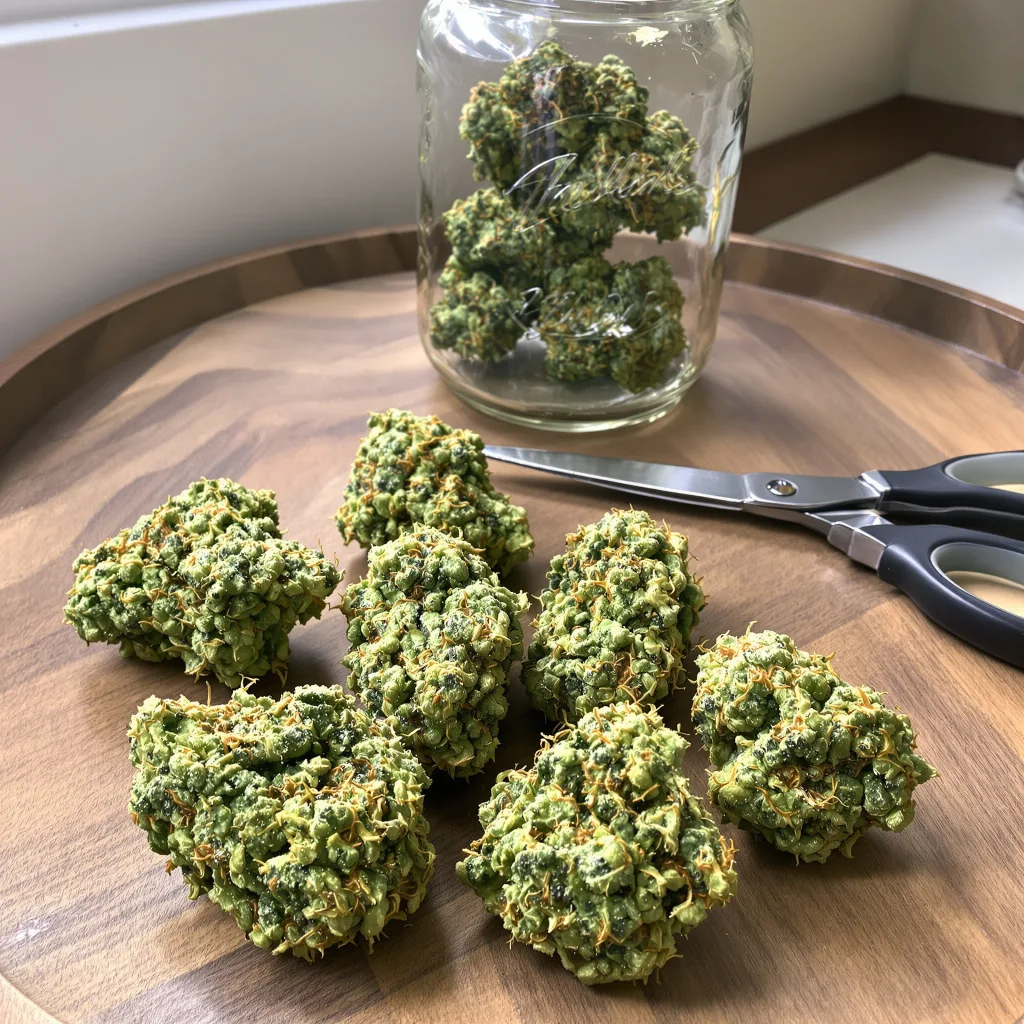 Ghost Train Haze 20% indica / 80% sativa — fleur avec trichomes visibles