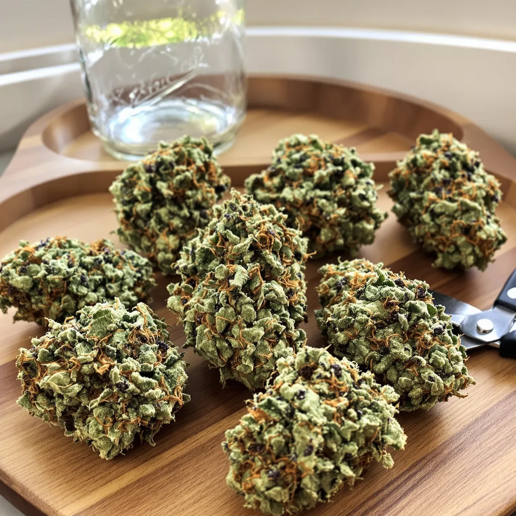 Gigabud 37% indica / 63% sativa — fleur avec trichomes visibles
