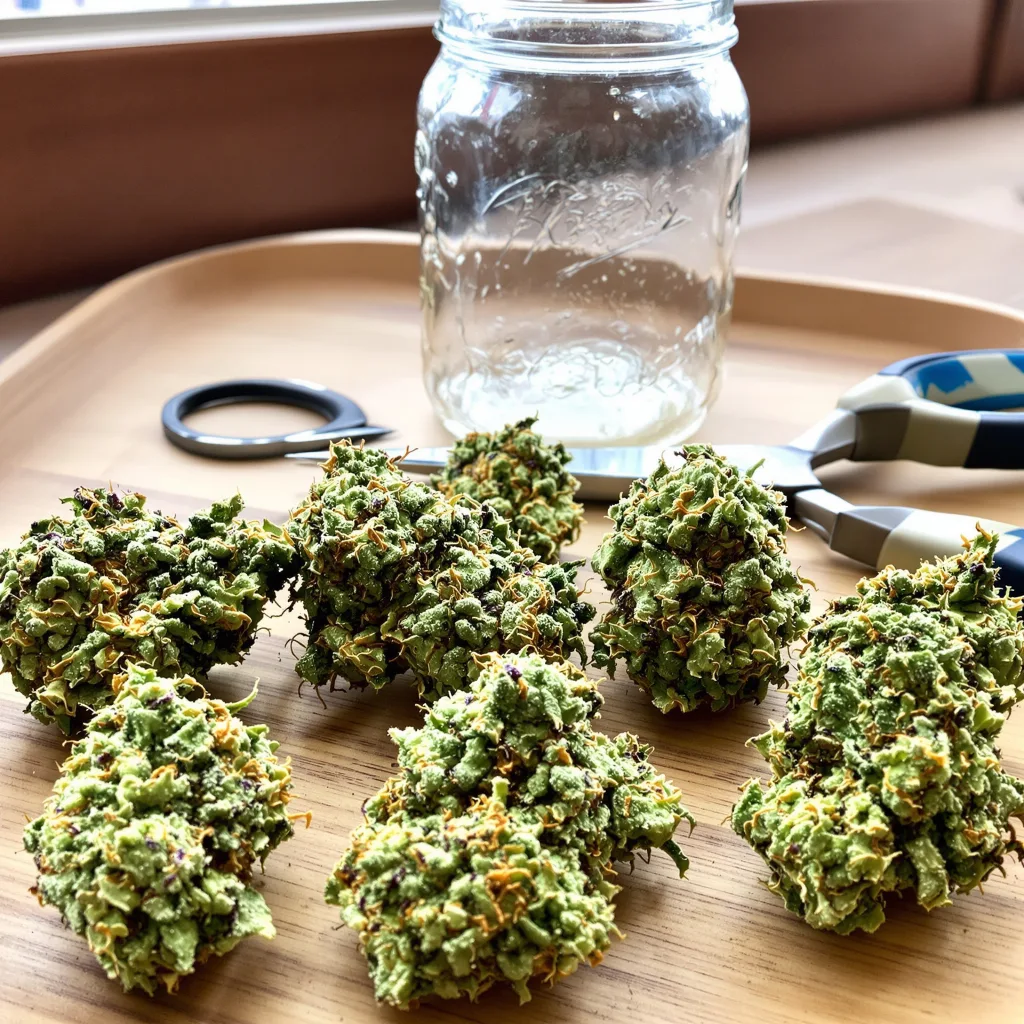 Ginger Ale 36% indica / 64% sativa — fleur avec trichomes visibles