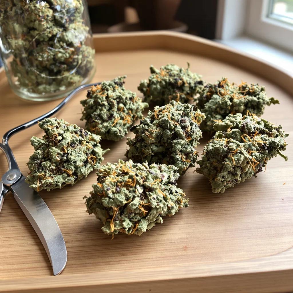 Girl Scout Cookies 37% indica / 63% sativa — fleur avec trichomes visibles
