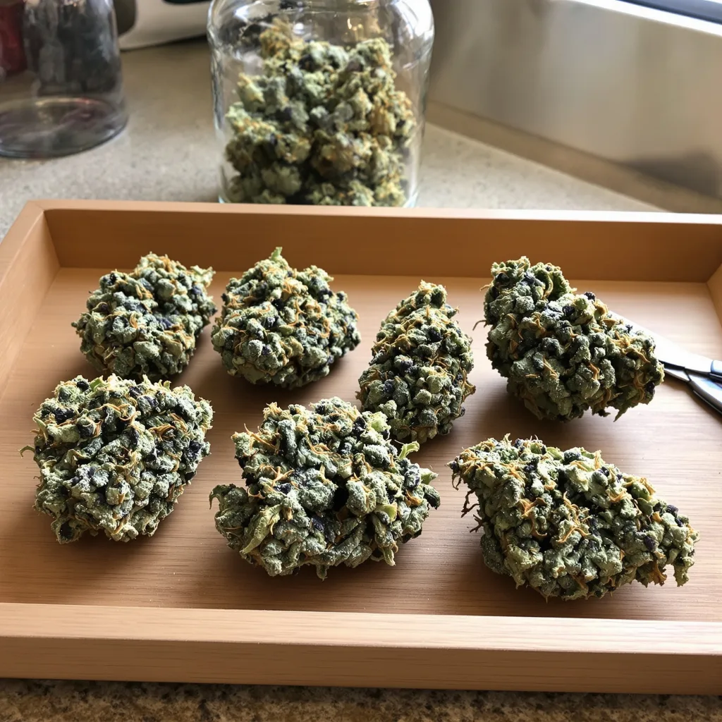 Glass Apple 42% indica / 58% sativa — fleur avec trichomes visibles