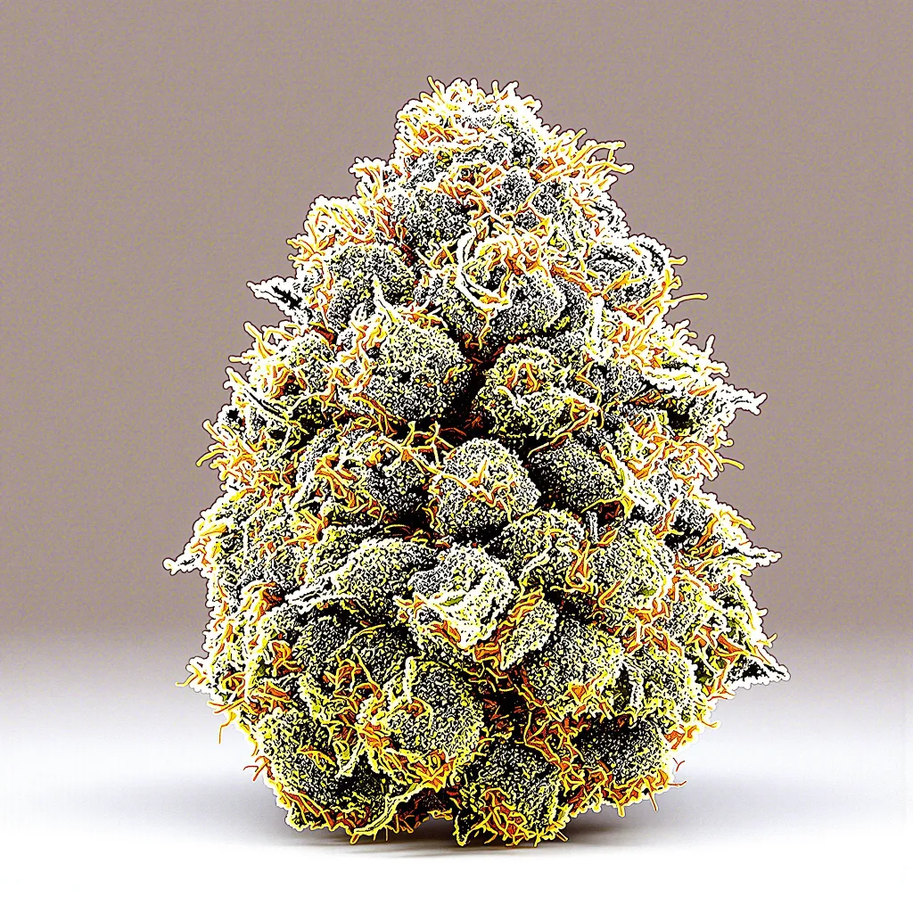 Goat Milk 36% indica / 64% sativa — fleur avec trichomes visibles
