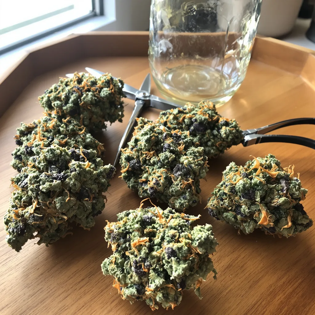 G.O.A.T Pack 50% indica / 50% sativa — fleur avec trichomes visibles