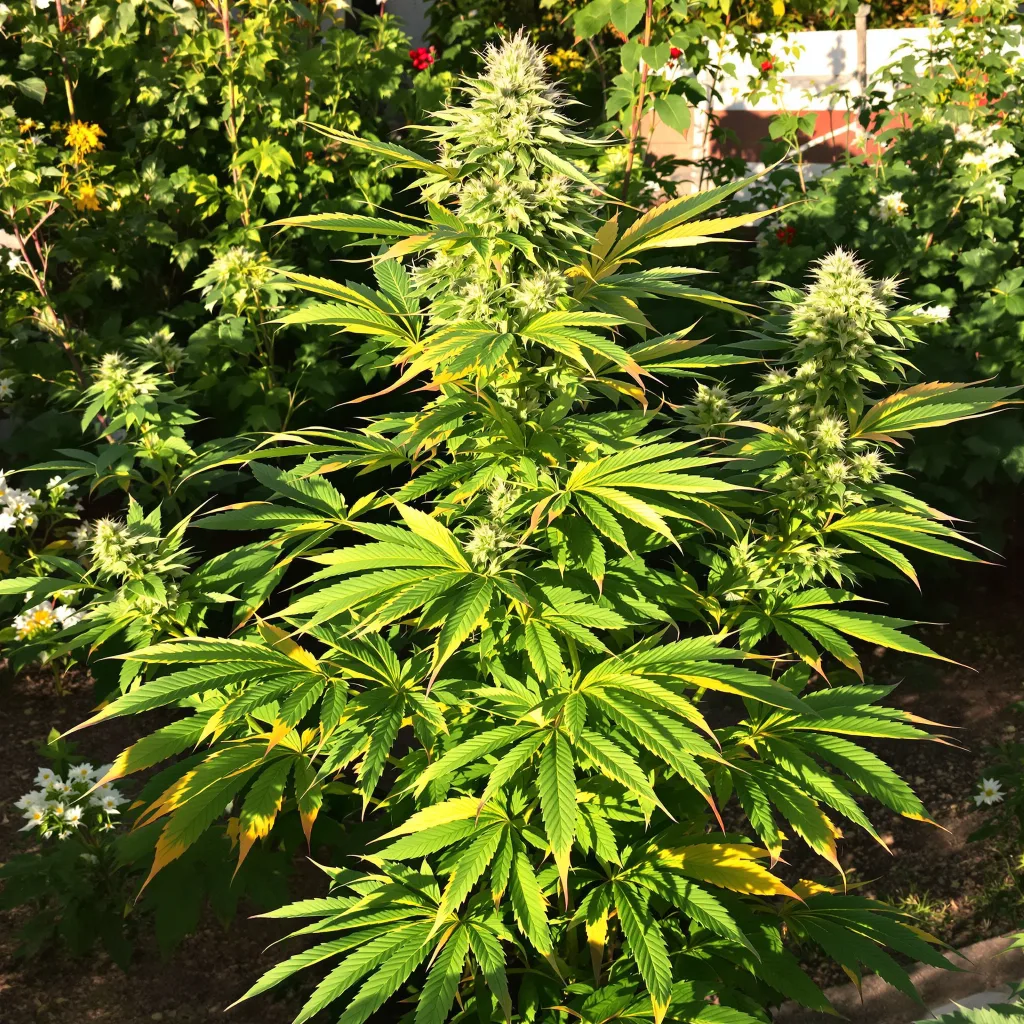 Goatlato 65% indica / 35% sativa — fleur avec trichomes visibles
