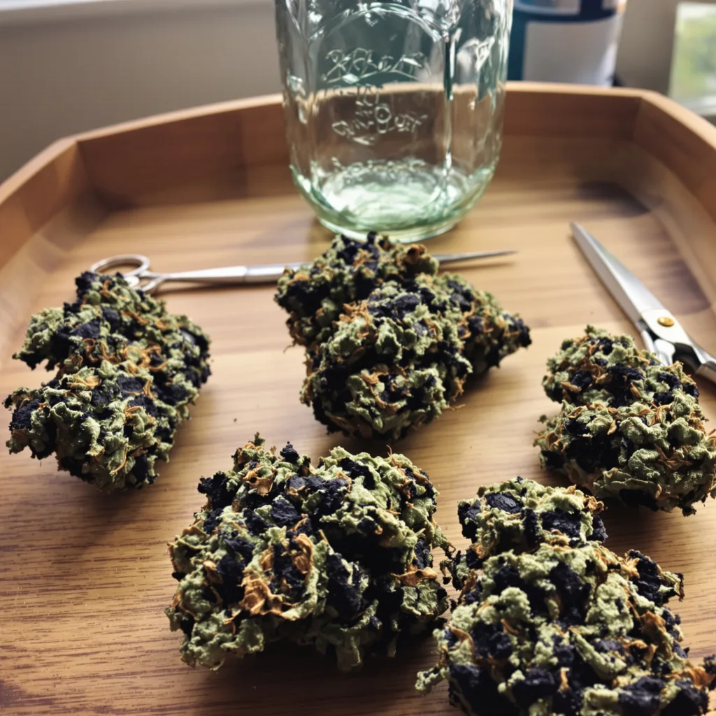 Goatlato 65% indica / 35% sativa — fleur avec trichomes visibles