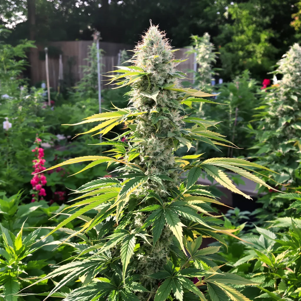 God Bud 50% indica / 50% sativa — fleur avec trichomes visibles