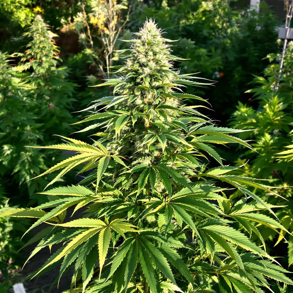 God's Gift 90% indica / 10% sativa — fleur avec trichomes visibles