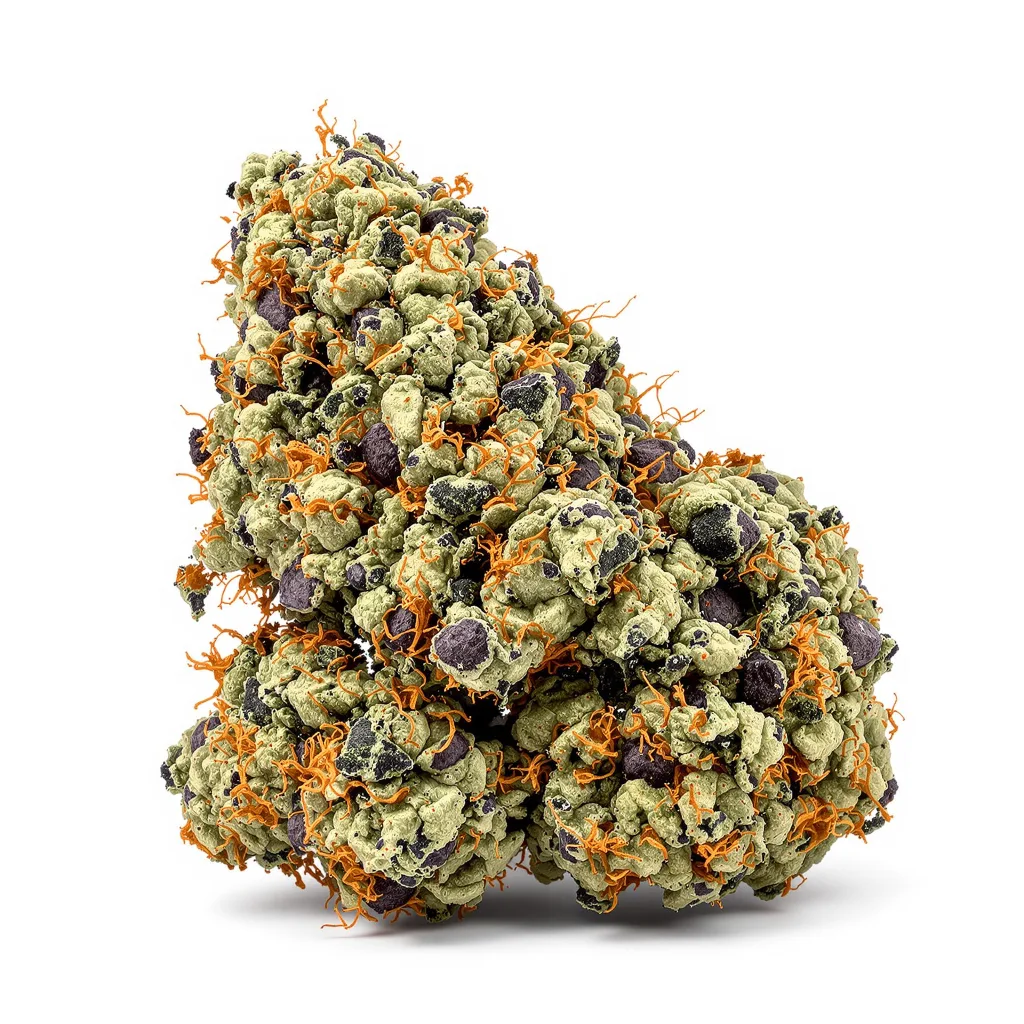 God’s Treat 78% indica / 22% sativa — fleur avec trichomes visibles