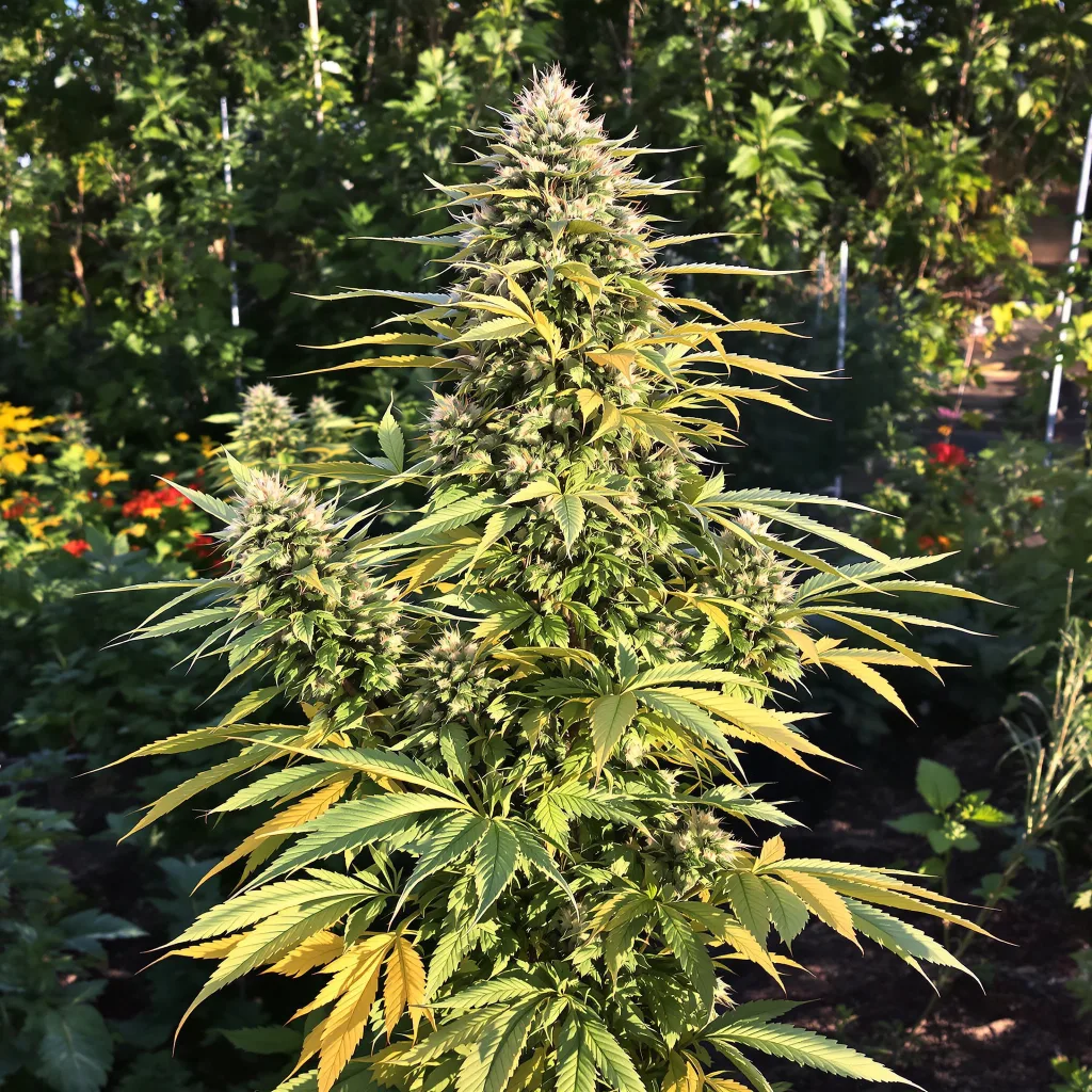 Godfather OG 60% indica / 40% sativa — fleur avec trichomes visibles