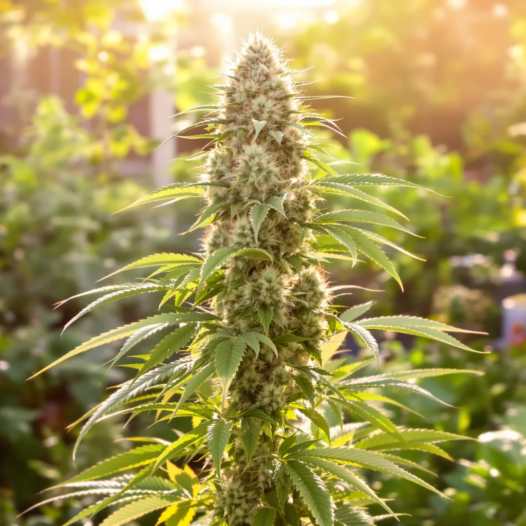 Godfather OG 60% indica / 40% sativa — fleur avec trichomes visibles