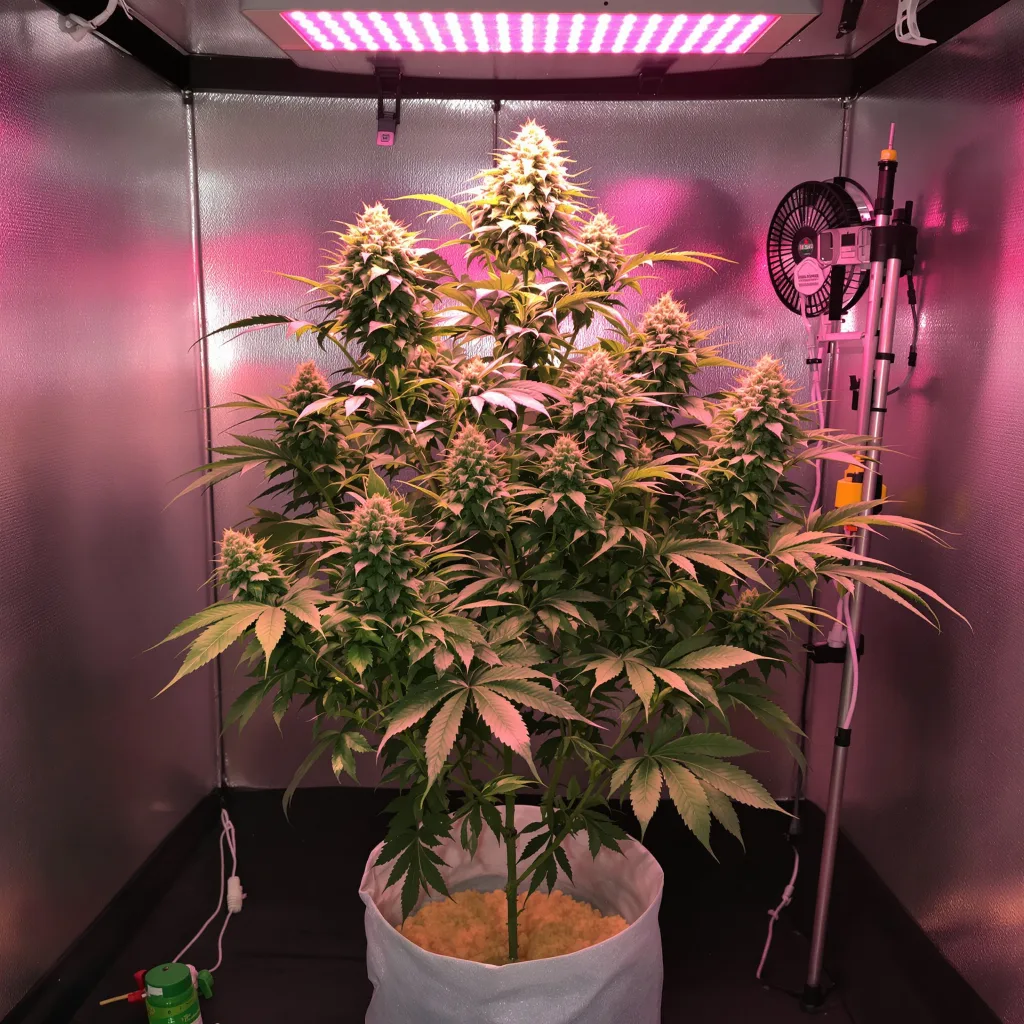 Plante de cannabis Godfather Purple Kush en floraison — 120-180 cm féminisée
