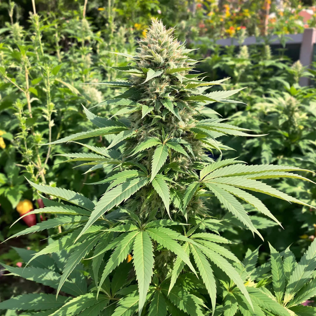 Godzilla Glue 69% indica / 31% sativa — fleur avec trichomes visibles