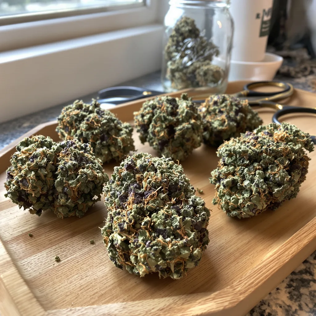 Godzilla Glue 69% indica / 31% sativa — fleur avec trichomes visibles