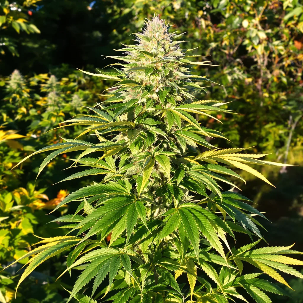 Godzilla Glue 69% indica / 31% sativa — fleur avec trichomes visibles