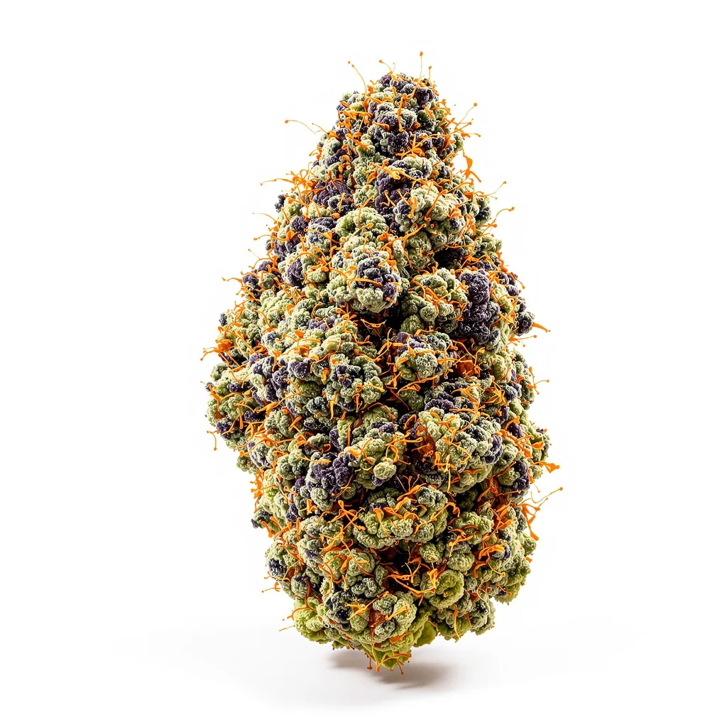 Godzilla Glue 69% indica / 31% sativa — fleur avec trichomes visibles