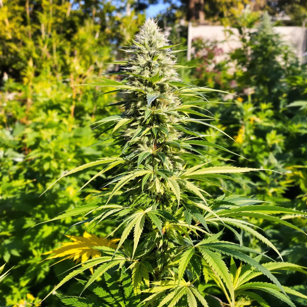 Goji OG 20% indica / 80% sativa — fleur avec trichomes visibles