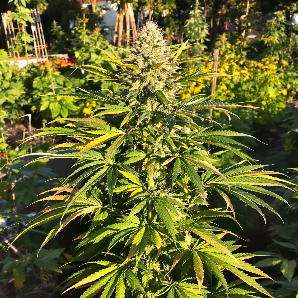 Goji OG Haze 71% indica / 29% sativa — fleur avec trichomes visibles