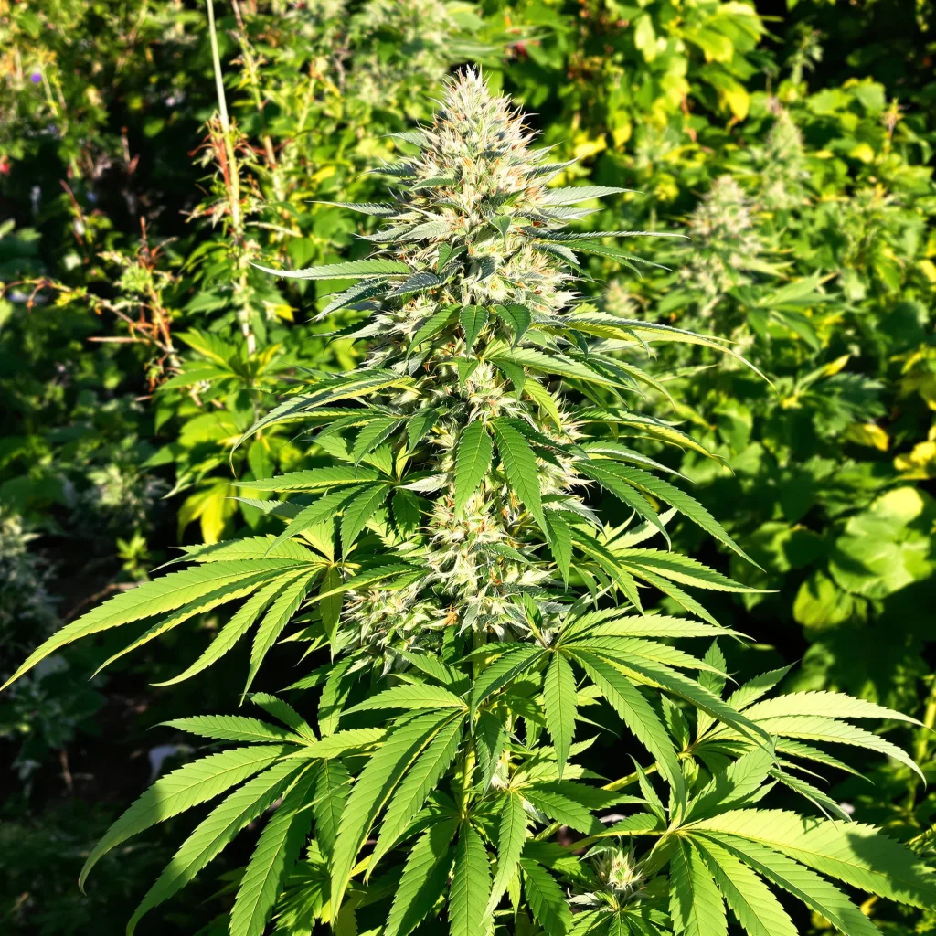 Goldberry 66% indica / 34% sativa — fleur avec trichomes visibles