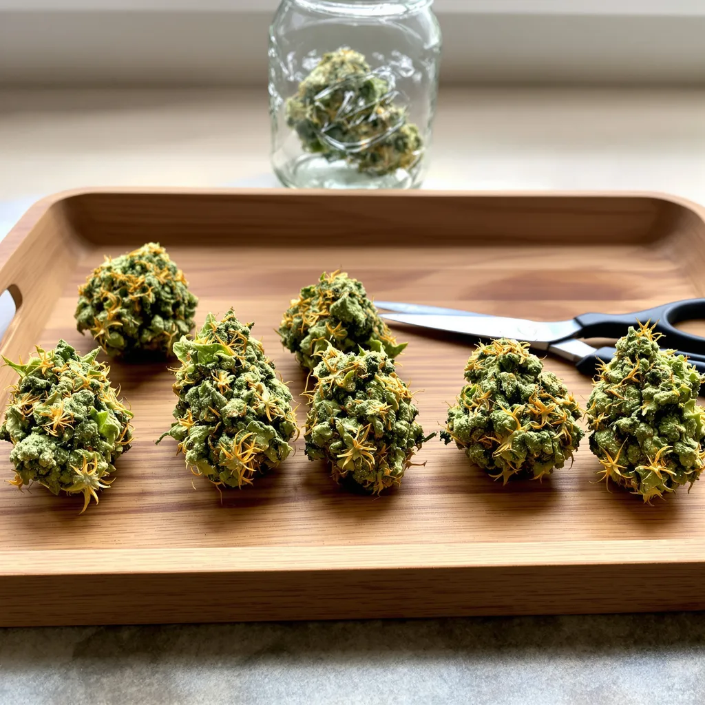 Golden Goat 6% indica / 94% sativa — fleur avec trichomes visibles