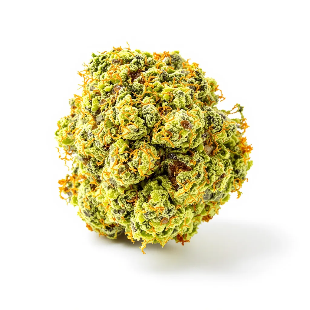 Golden Goat 6% indica / 94% sativa — fleur avec trichomes visibles