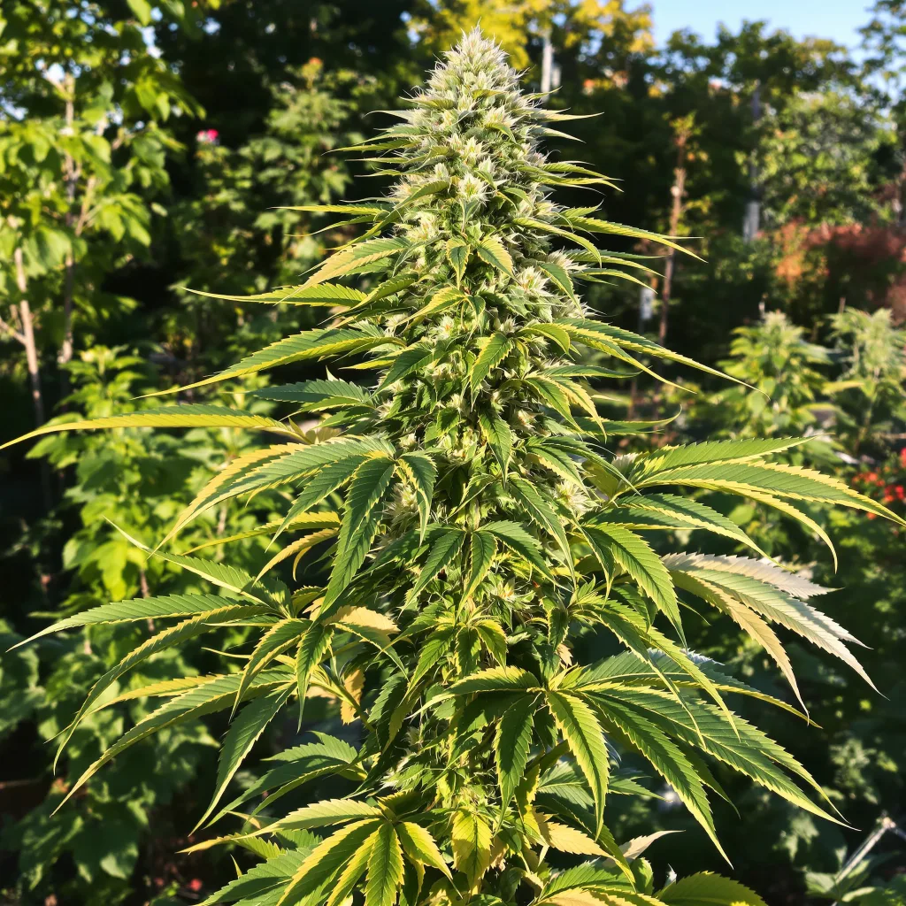 Golden Nugget 37% indica / 63% sativa — fleur avec trichomes visibles