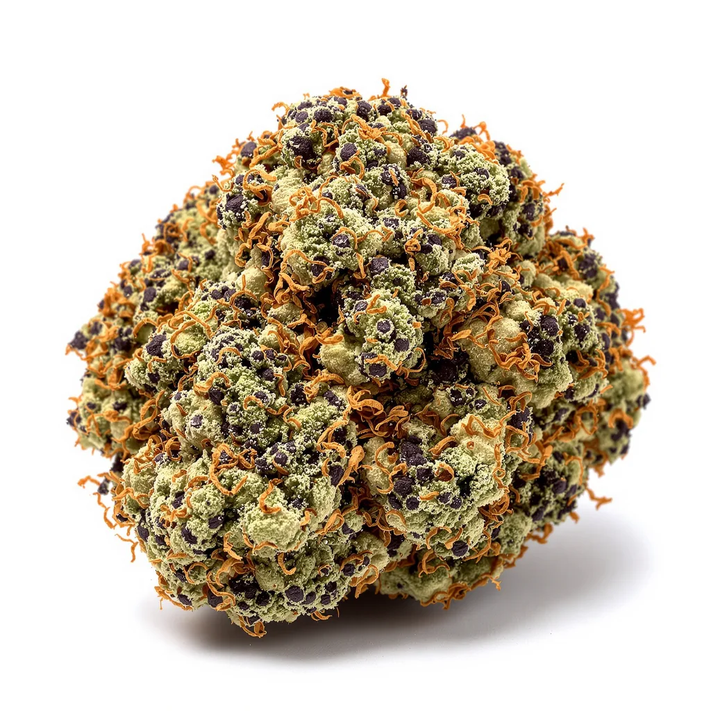 Gorilla Biscuit 67% indica / 33% sativa — fleur avec trichomes visibles