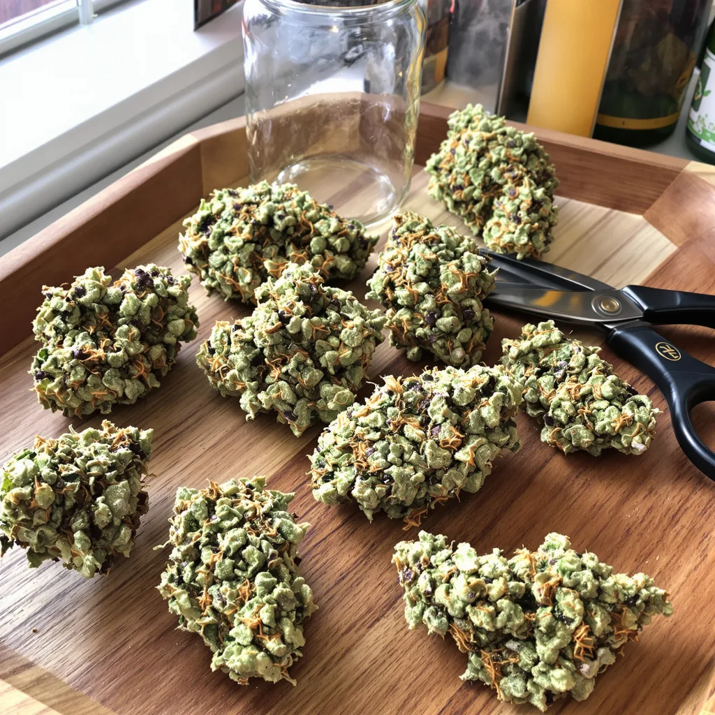 Gorilla Glue #4 60% indica / 50% sativa — fleur avec trichomes visibles