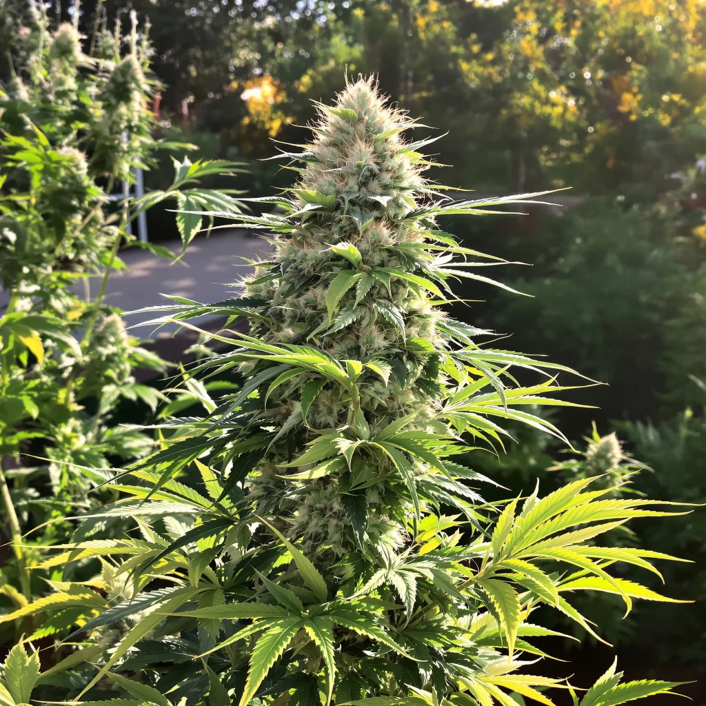 Gorilla Glue #4 60% indica / 50% sativa — fleur avec trichomes visibles