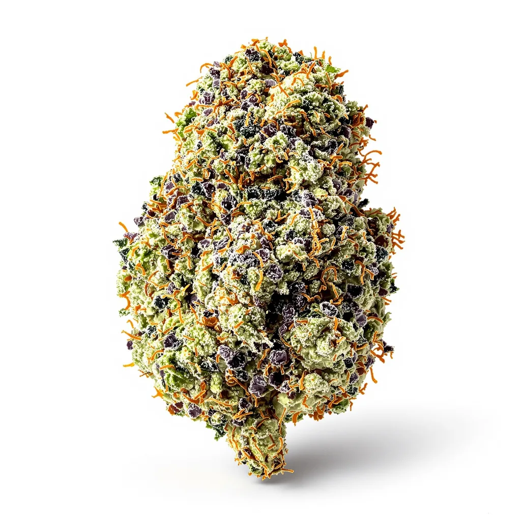 Gorilla Glue 51% indica / 49% sativa — fleur avec trichomes visibles