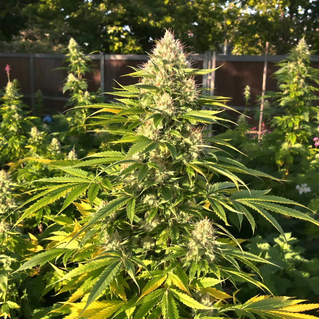 Gorilla Glue 51% indica / 49% sativa — fleur avec trichomes visibles